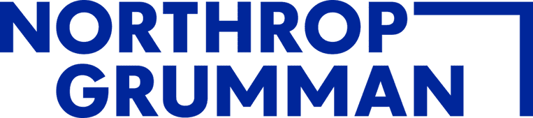 Northrop Grumman blue logo on black background.
