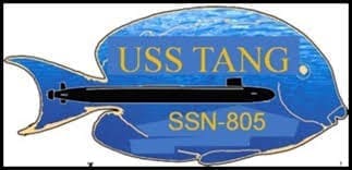 USS Tang emblem with submarine and fish.